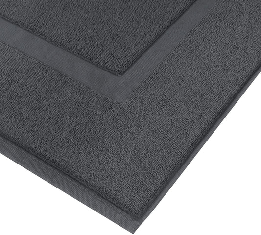 Utopia Towels Cotton Banded Bath Mats, Grey, [Not a Bathroom Rug], 21 x 34 Inches, 100% Ring Spun Cotton - Highly Absorbent and Machine Washable Shower Bathroom Floor Mat (Pack of 2)